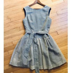 Shoshanna cocktail dress: navy white organza